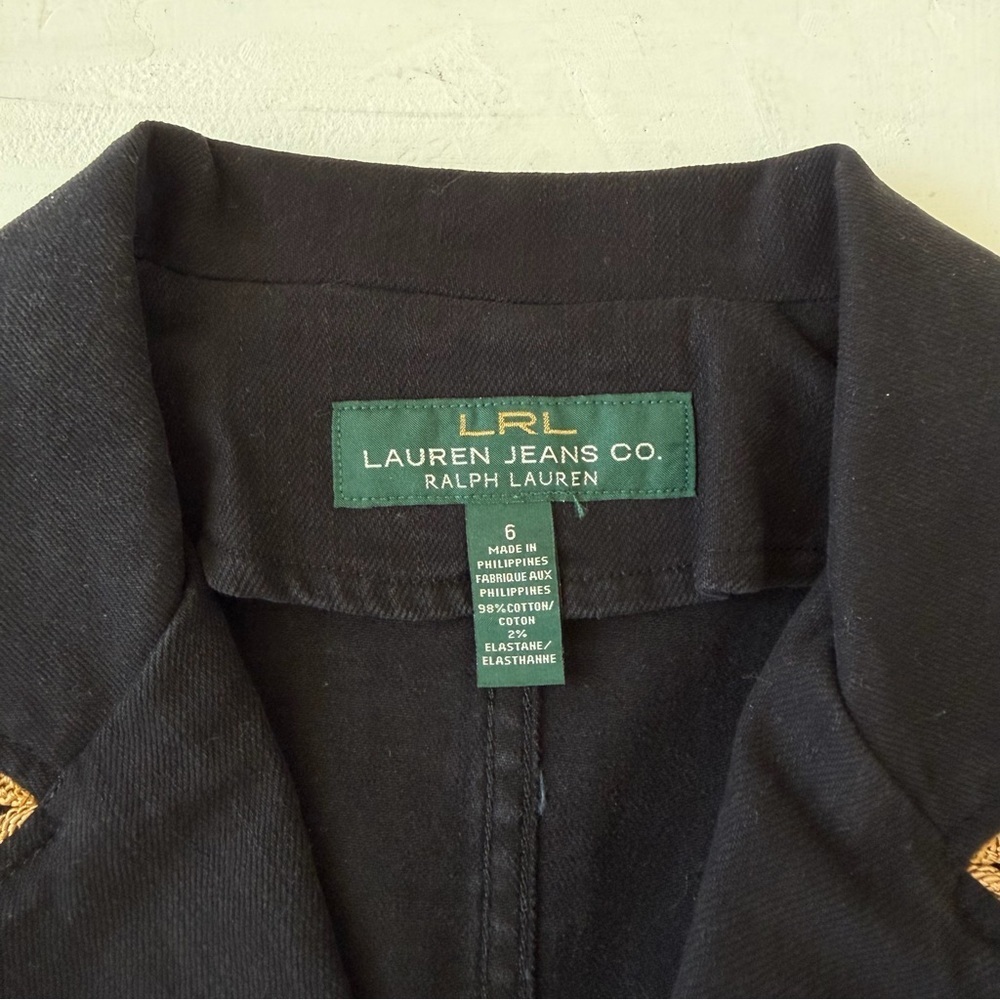 Lauren Ralph Lauren Women's Black Y2K Jean Jacket with Gold Buttons Size 6 - Picture 3 of 9